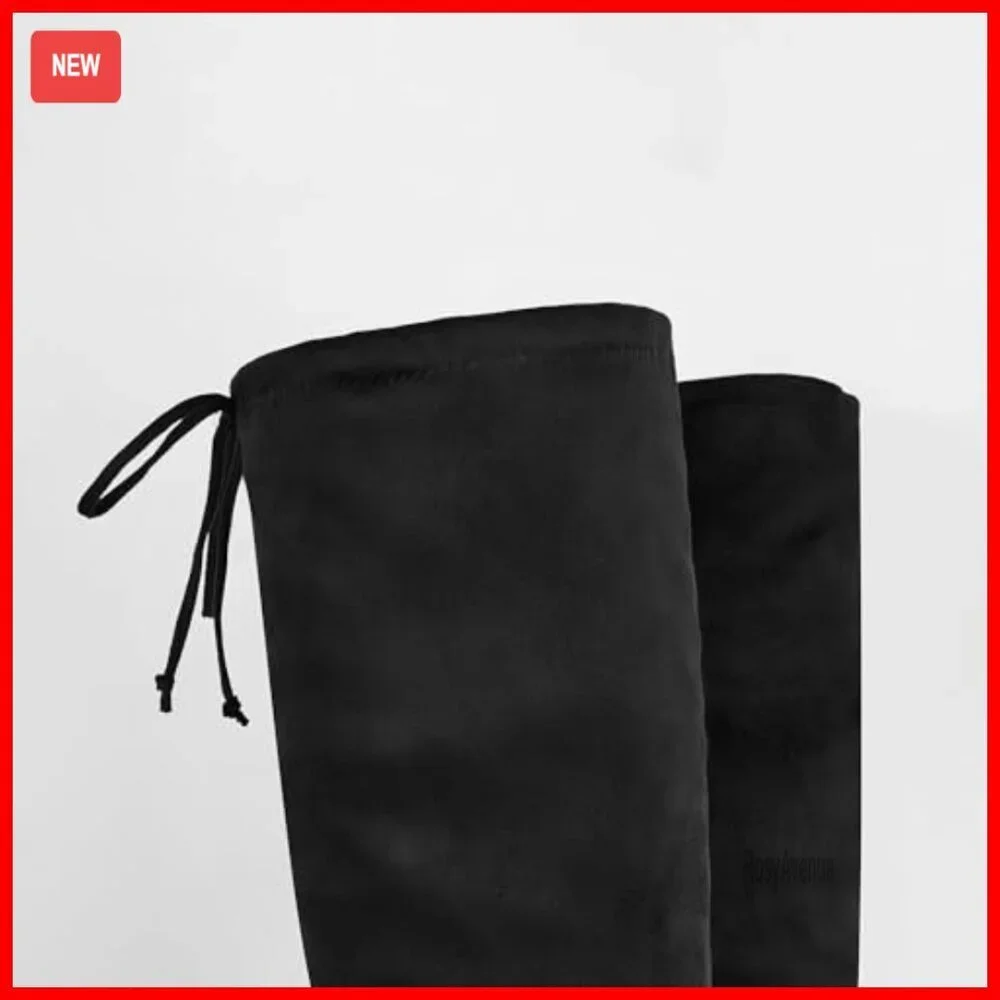 Faux Suede Thigh High Stiletto Heel Boots Side Zip Over Knee